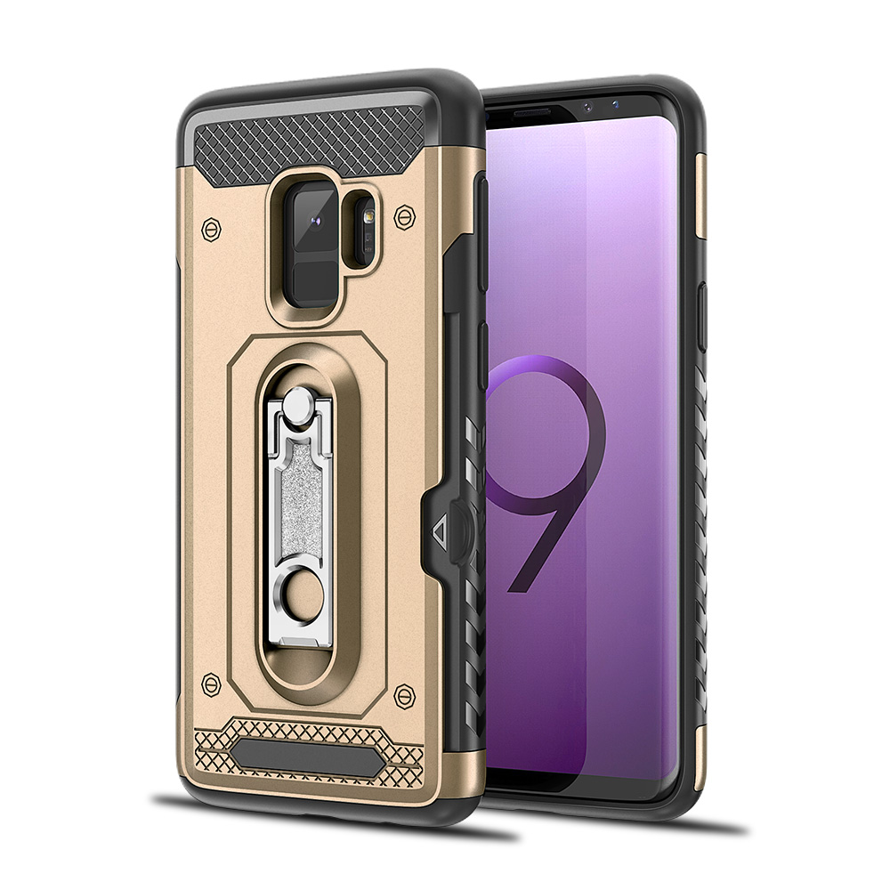 Samsung Galaxy S9+ (Plus) Rugged Kickstand Armor Case with Card Slot (GOLD)